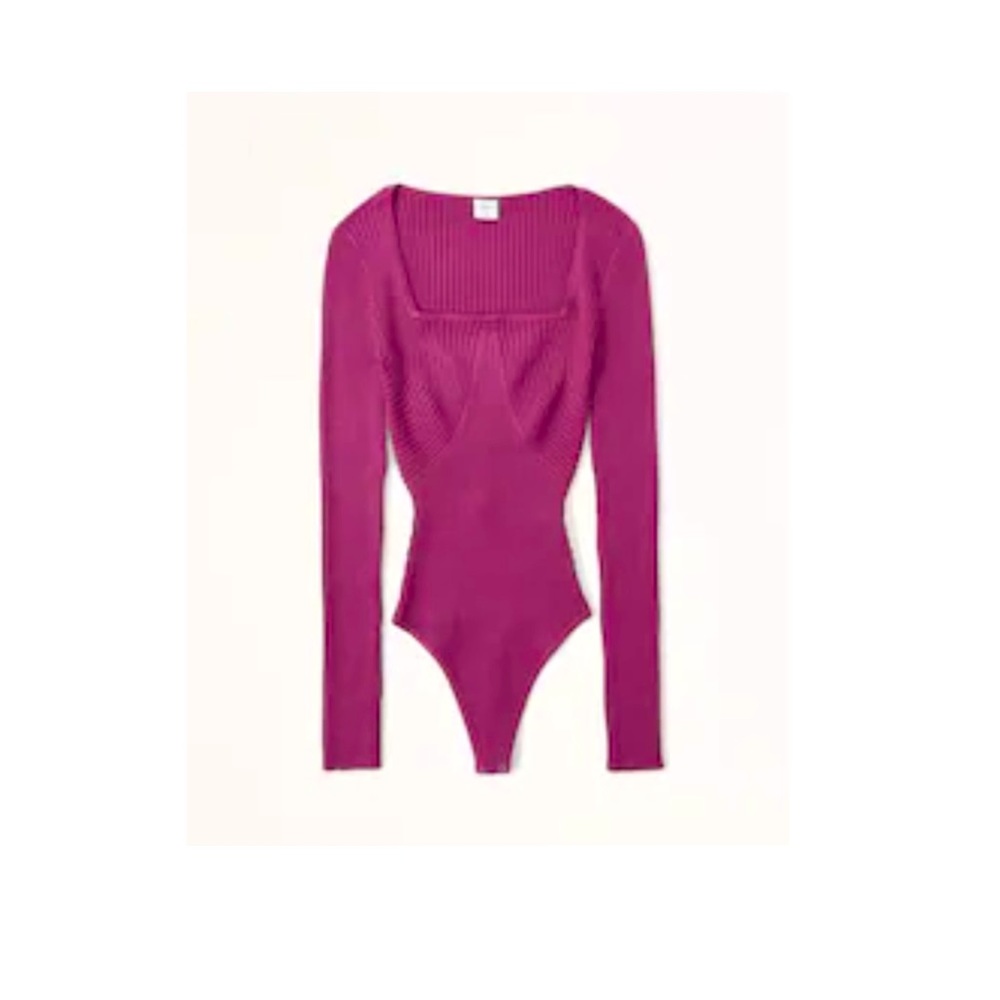 NWT Abercrombie & Fitch Long-Sleeve Squareneck Sweater Bodysuit Size XL